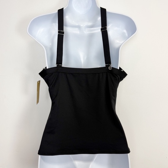 Michael Kors Studded Tankini Top Womens Size Medium Black Bikini Top Swim NWT - Picture 3 of 11